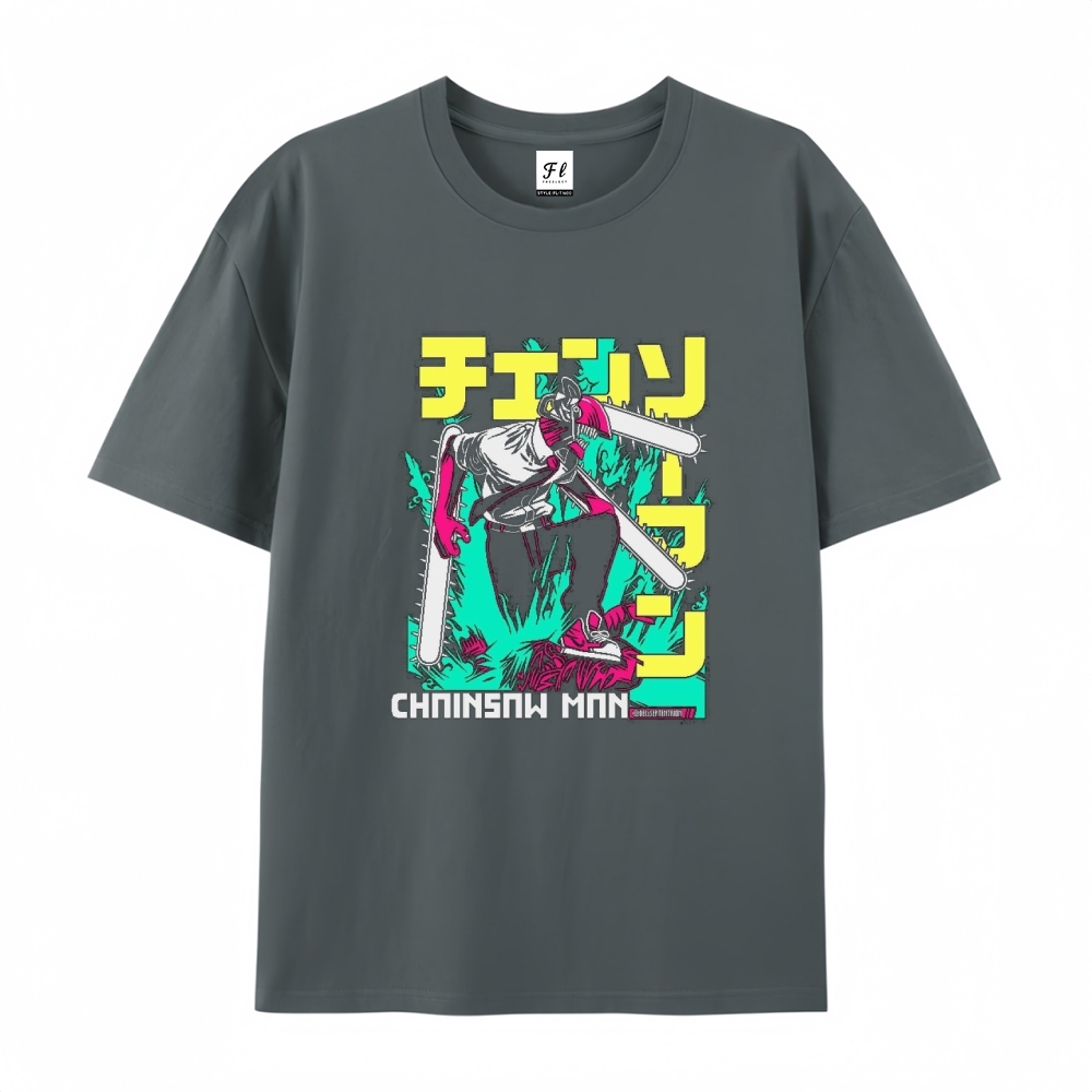 Pure Cotton Unisex Round Neck Anime T-Shirt Chainsaw Man