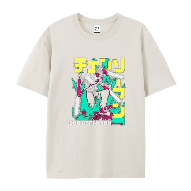 Pure Cotton Unisex Round Neck Anime T-Shirt Chainsaw Man