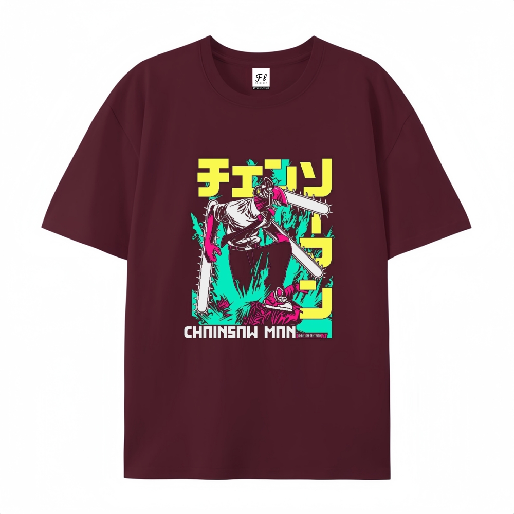 Pure Cotton Unisex Round Neck Anime T-Shirt Chainsaw Man