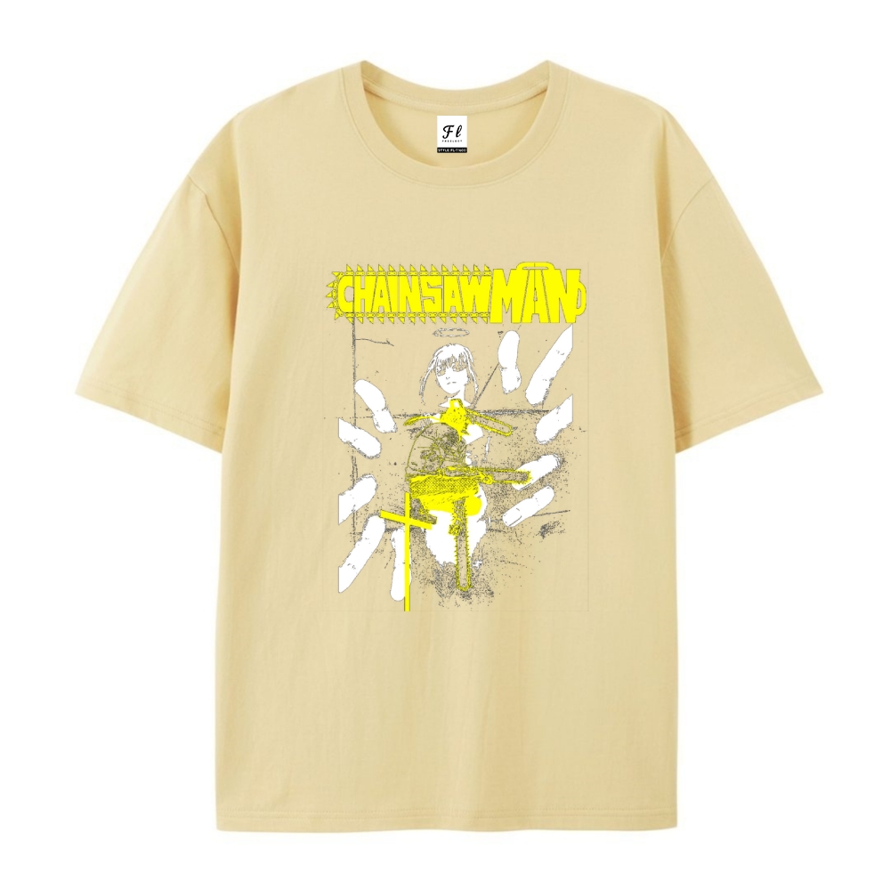 Pure Cotton Unisex Round Neck Anime T-Shirt Chainsaw Man