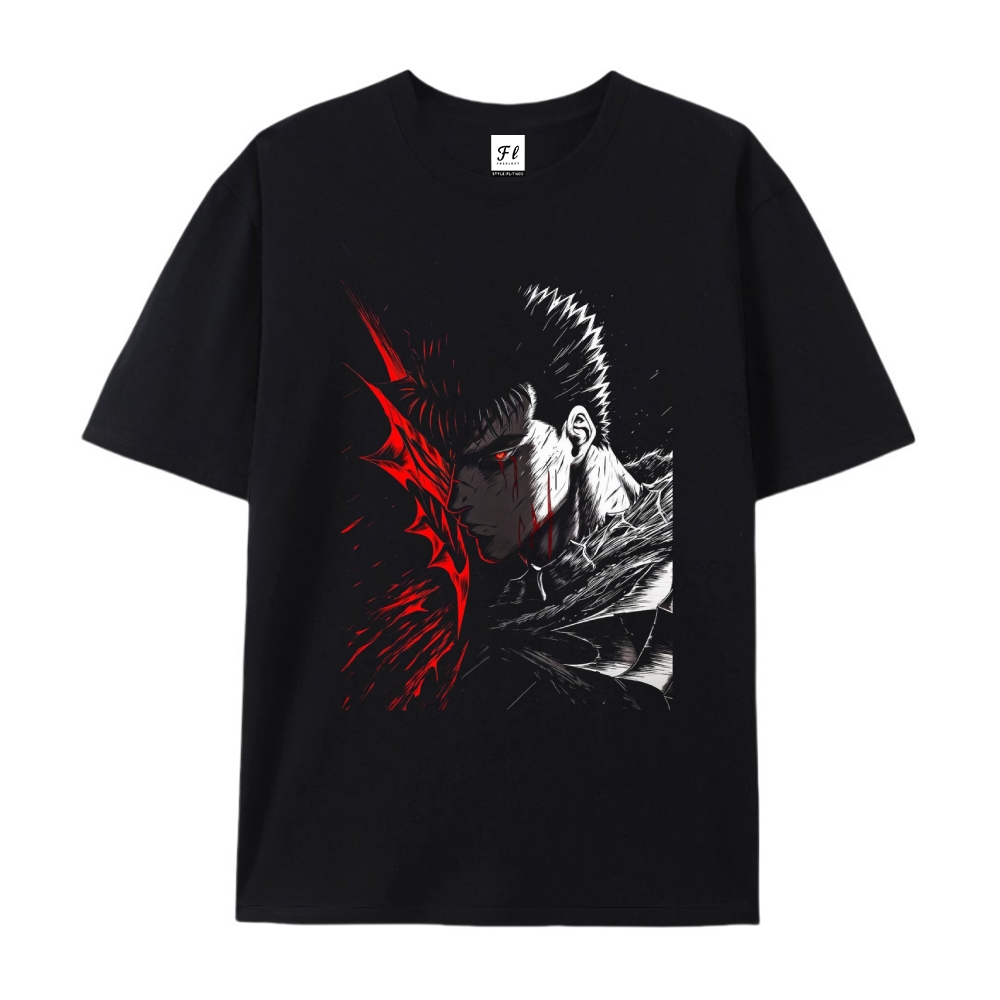 Pure Cotton Unisex Round Neck Anime T-Shirt Berserk