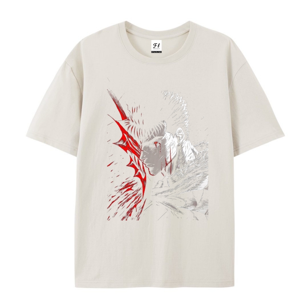Pure Cotton Unisex Round Neck Anime T-Shirt Berserk