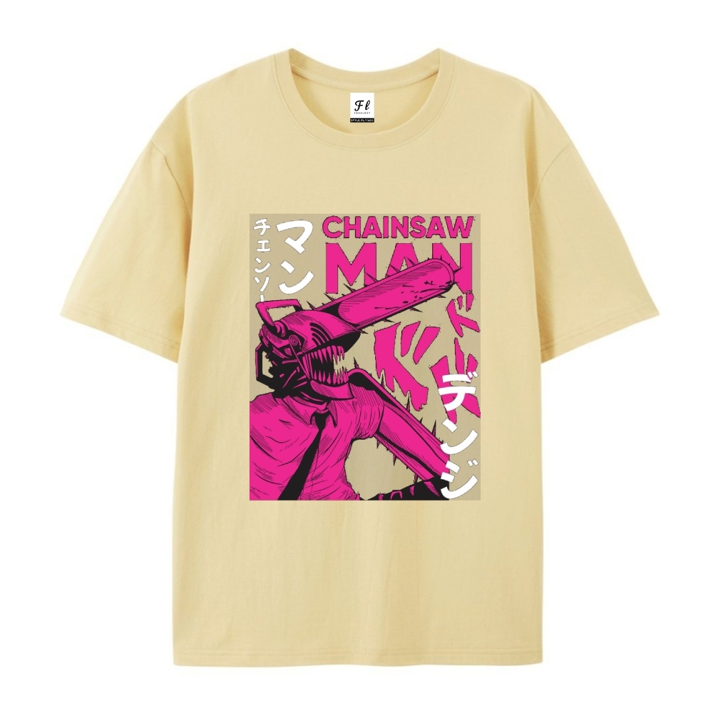 Pure Cotton Unisex Round Neck Anime T-Shirt Chainsaw Man