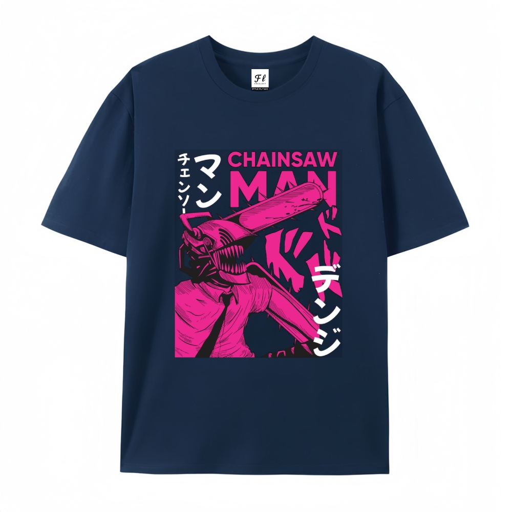 Pure Cotton Unisex Round Neck Anime T-Shirt Chainsaw Man