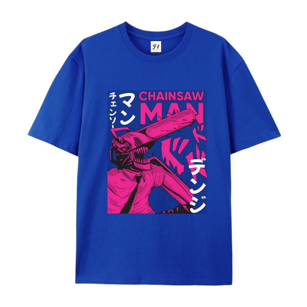 Pure Cotton Unisex Round Neck Anime T-Shirt Chainsaw Man
