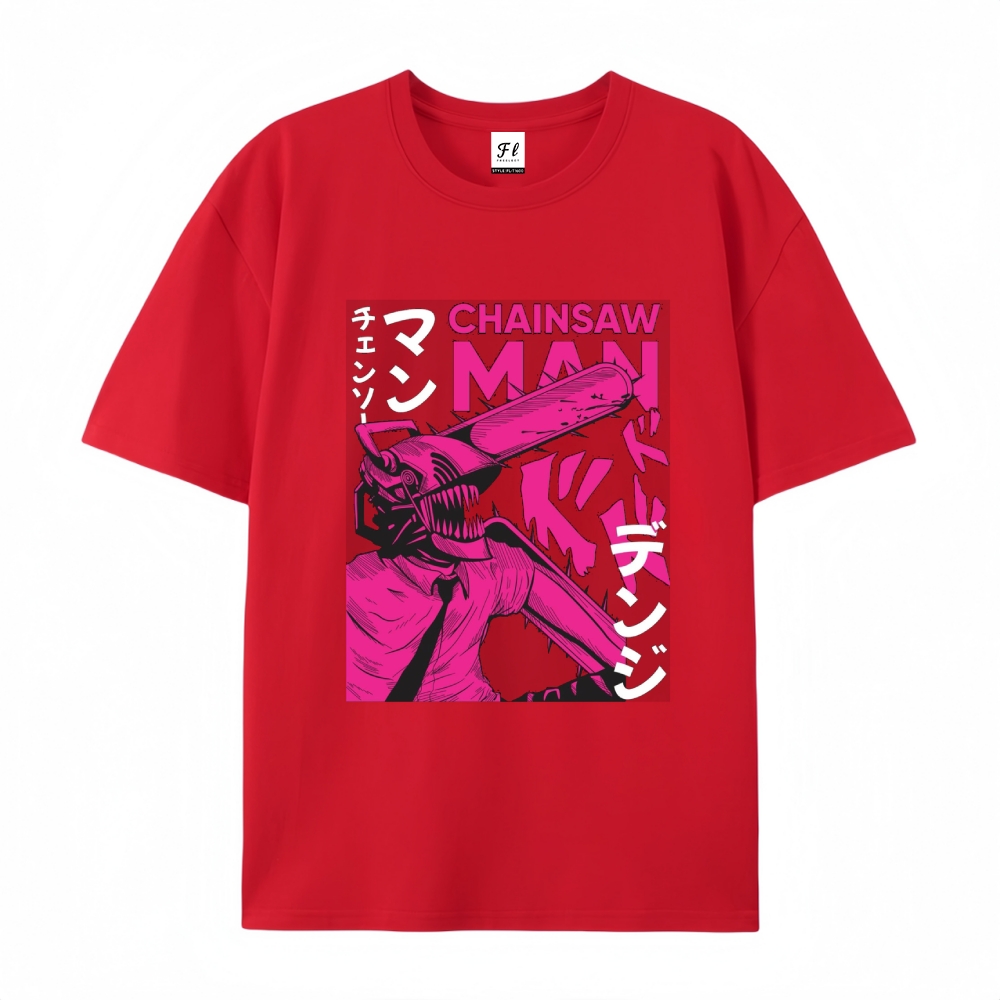 Pure Cotton Unisex Round Neck Anime T-Shirt Chainsaw Man