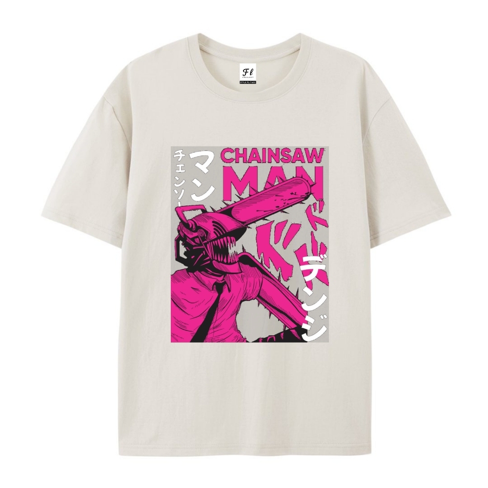 Pure Cotton Unisex Round Neck Anime T-Shirt Chainsaw Man