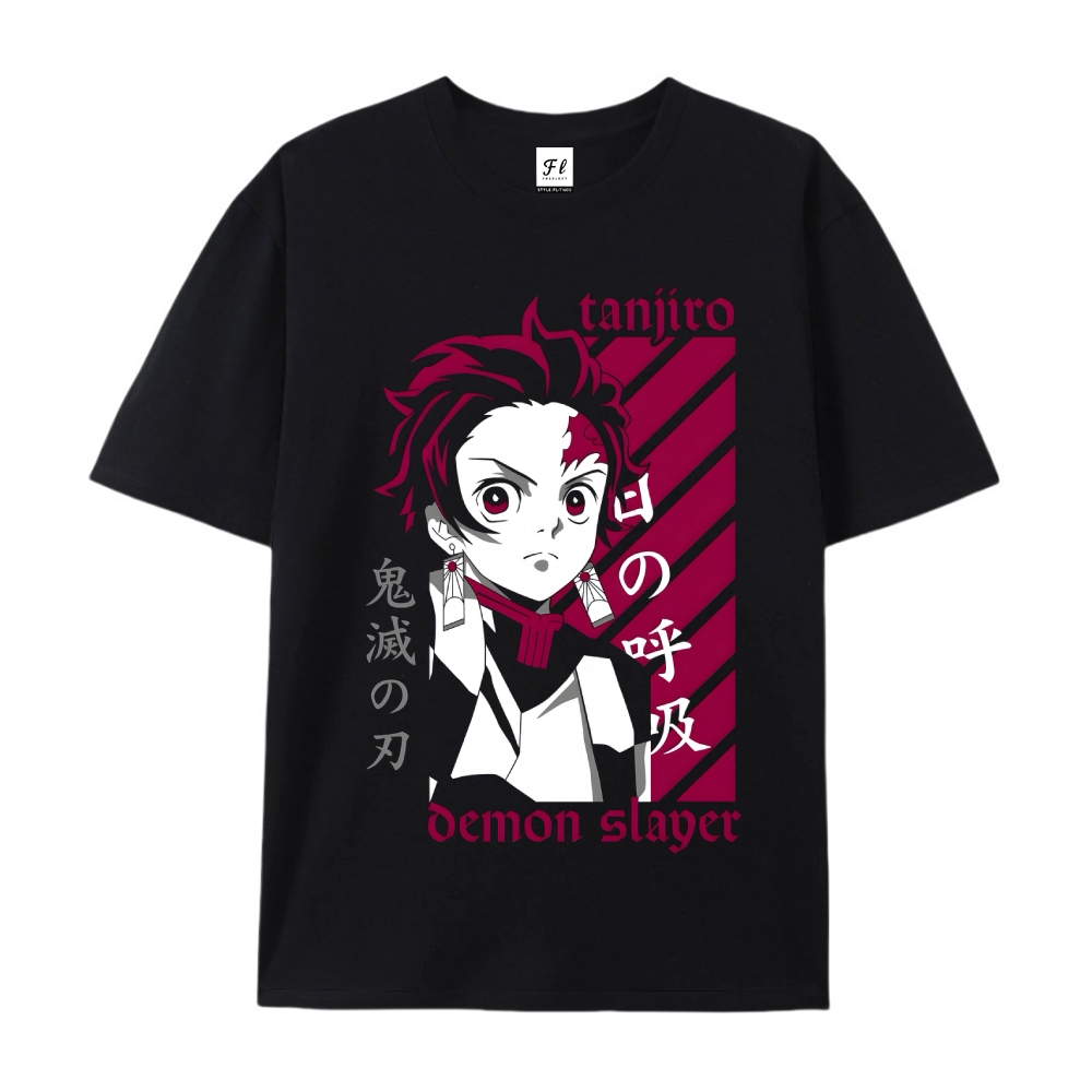 Pure Cotton Unisex Round Neck Anime T-Shirt Demon Slayer