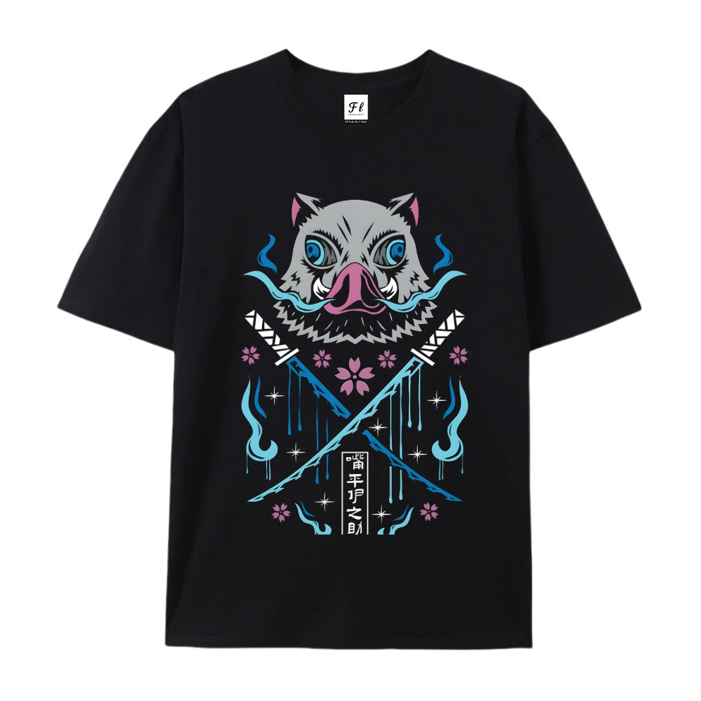 Pure Cotton Unisex Round Neck Anime T-Shirt Demon Slayer