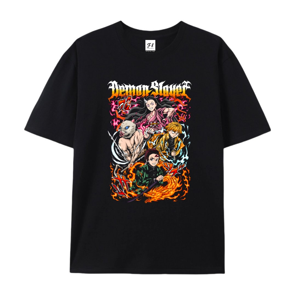 Pure Cotton Unisex Round Neck Anime T-Shirt Demon Slayer