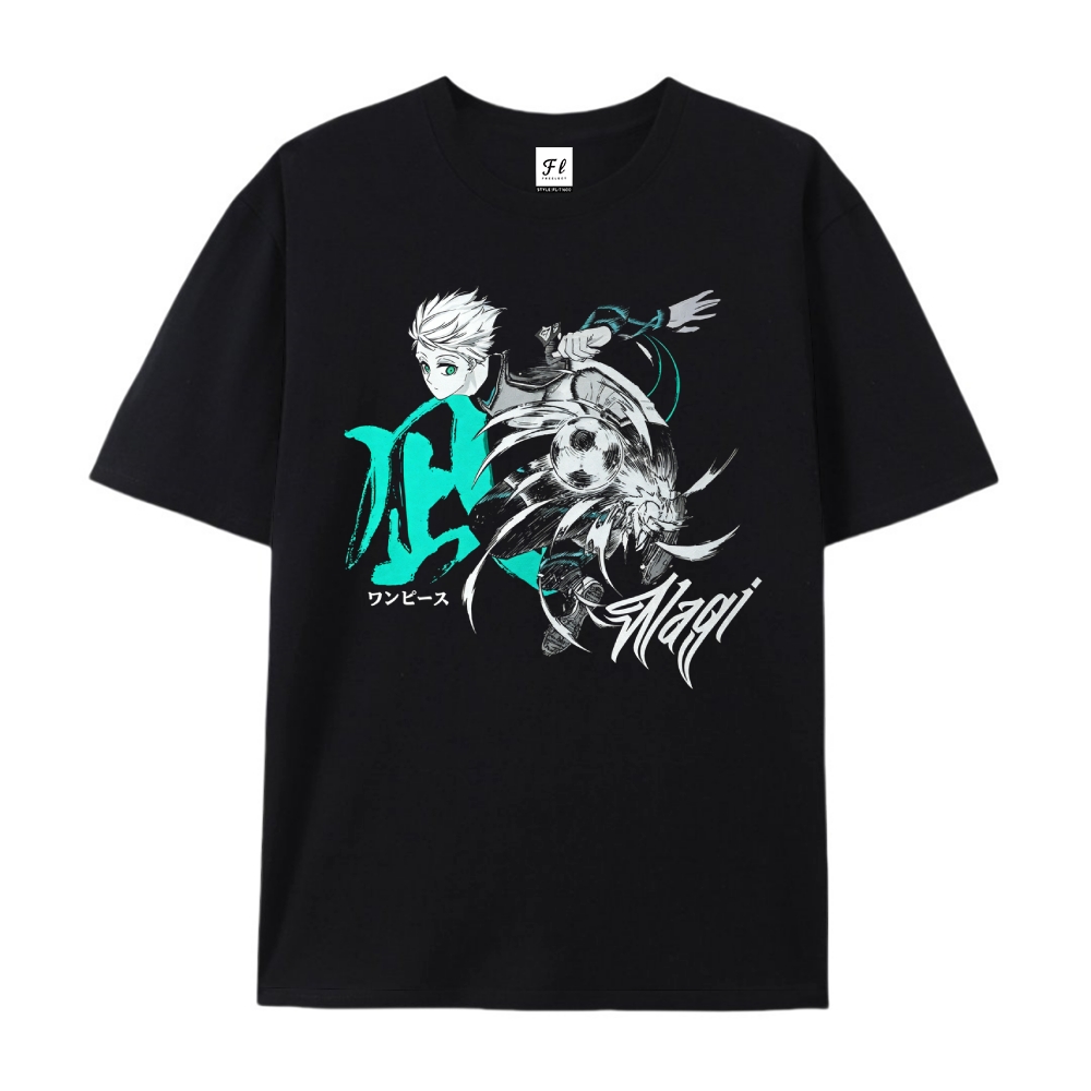 Pure Cotton Unisex Round Neck Anime T-Shirt Blue Lock