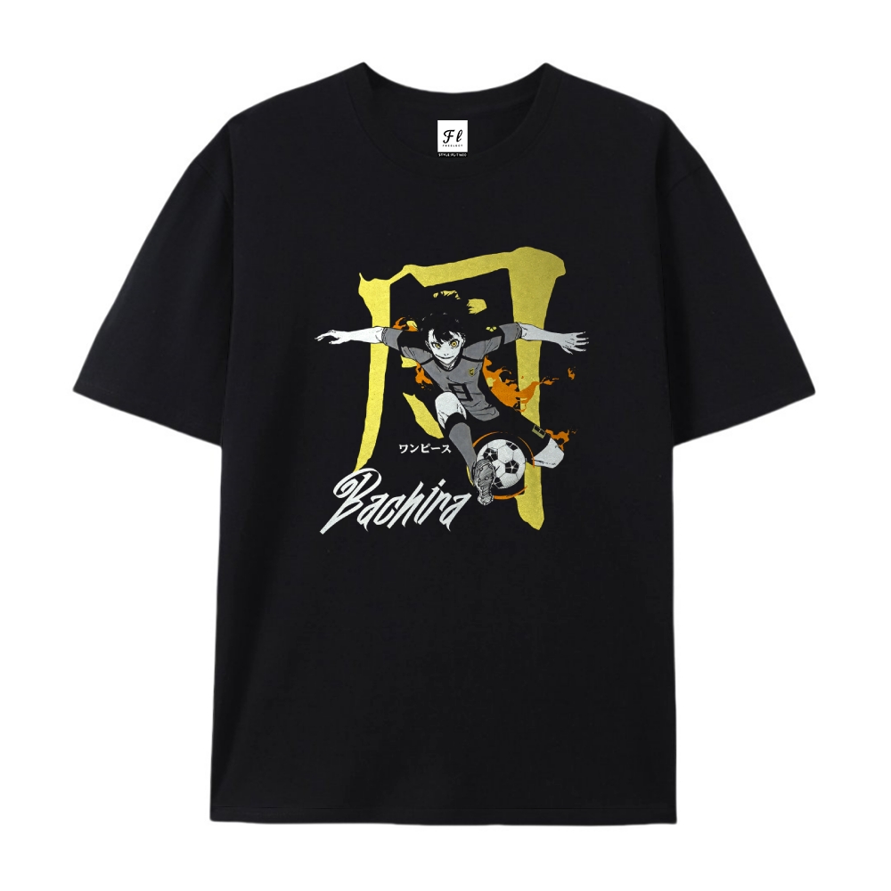 Pure Cotton Unisex Round Neck Anime T-Shirt Blue Lock