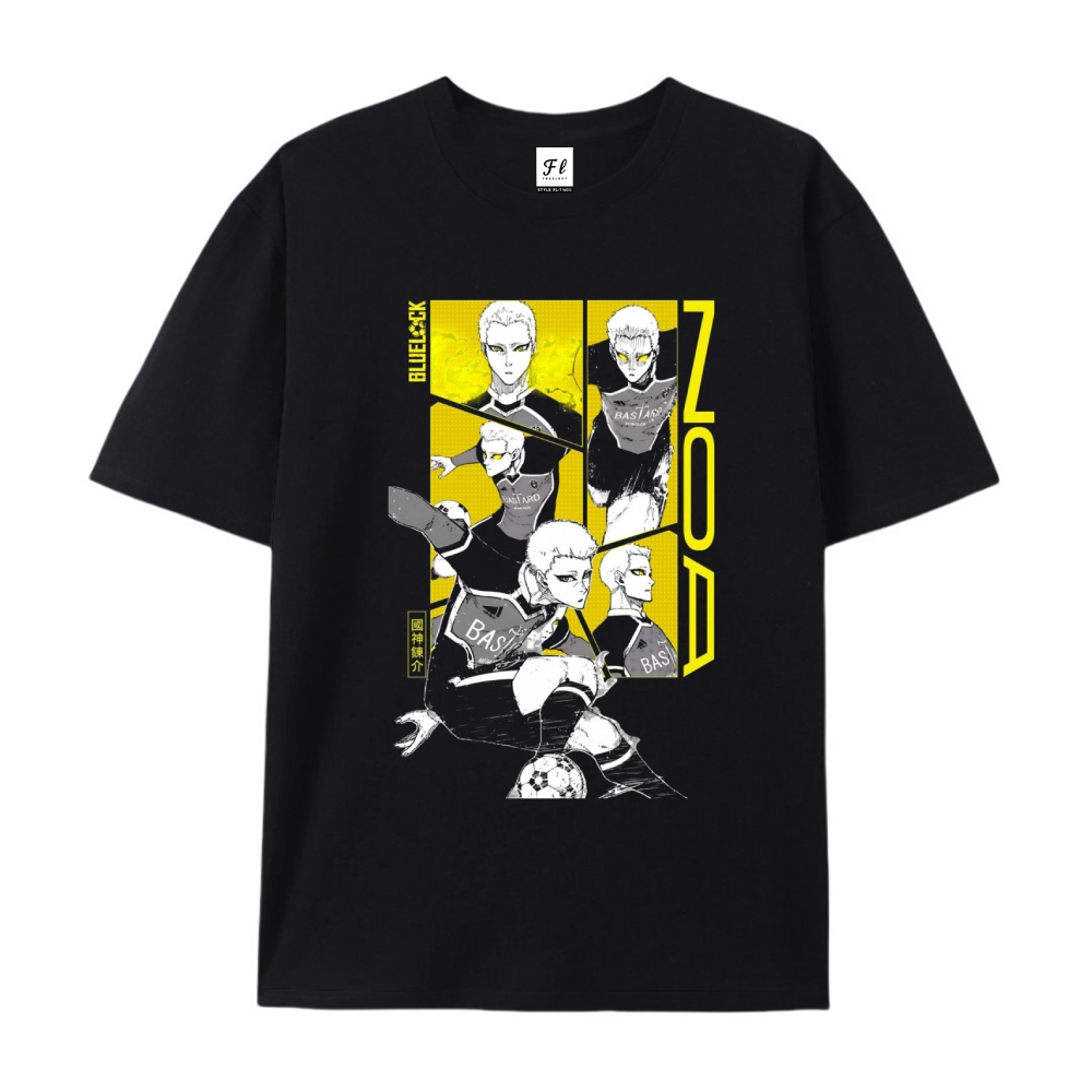 Pure Cotton Unisex Round Neck Anime T-Shirt Blue Lock