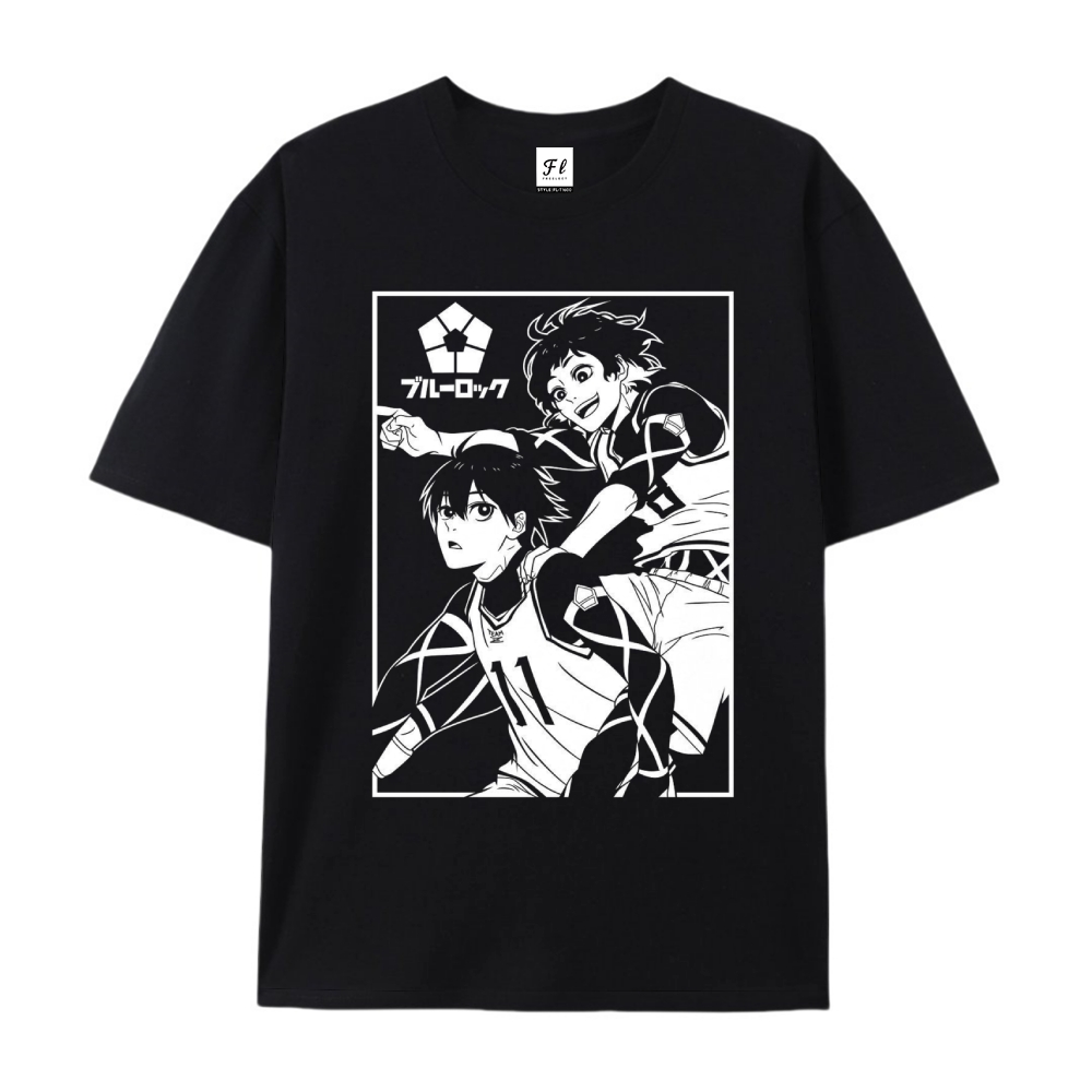 Pure Cotton Unisex Round Neck Anime T-Shirt Blue Lock