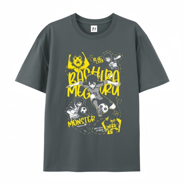 Pure Cotton Unisex Round Neck Anime T-Shirt Blue Lock