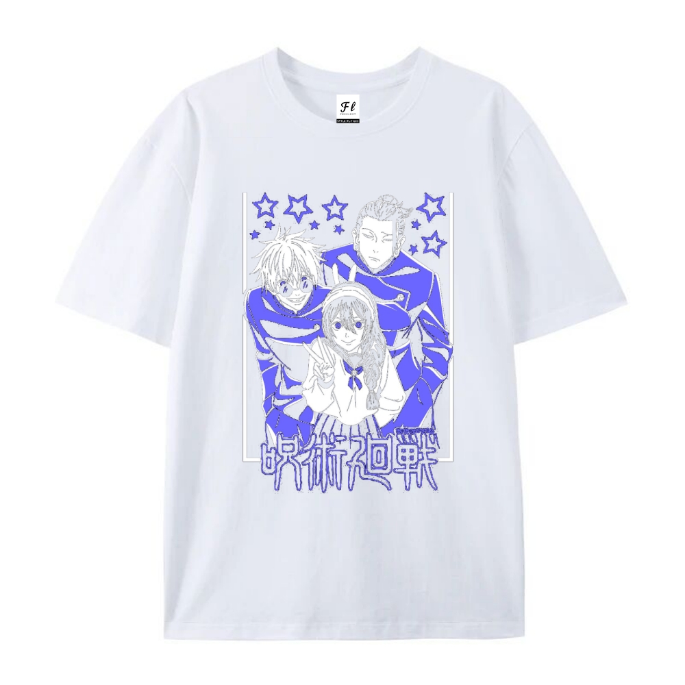 Pure Cotton Unisex Round Neck Anime T-Shirt Blue Lock