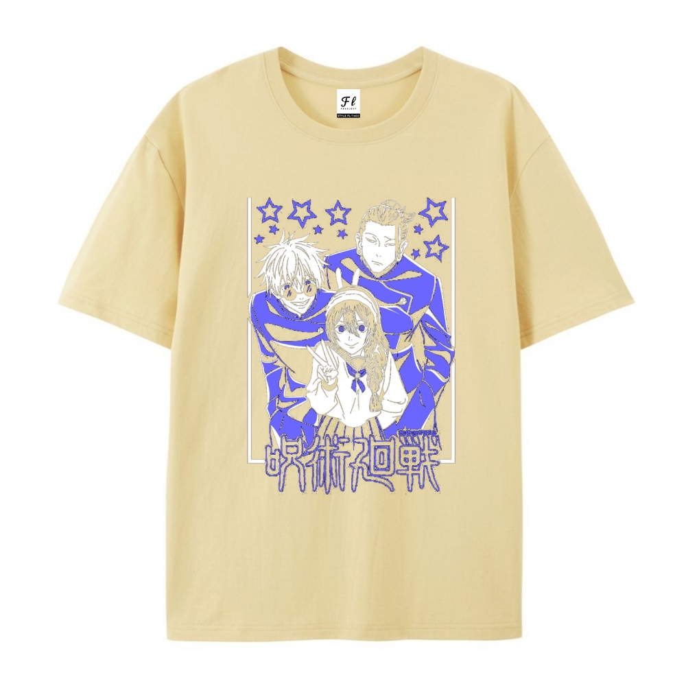 Pure Cotton Unisex Round Neck Anime T-Shirt Blue Lock