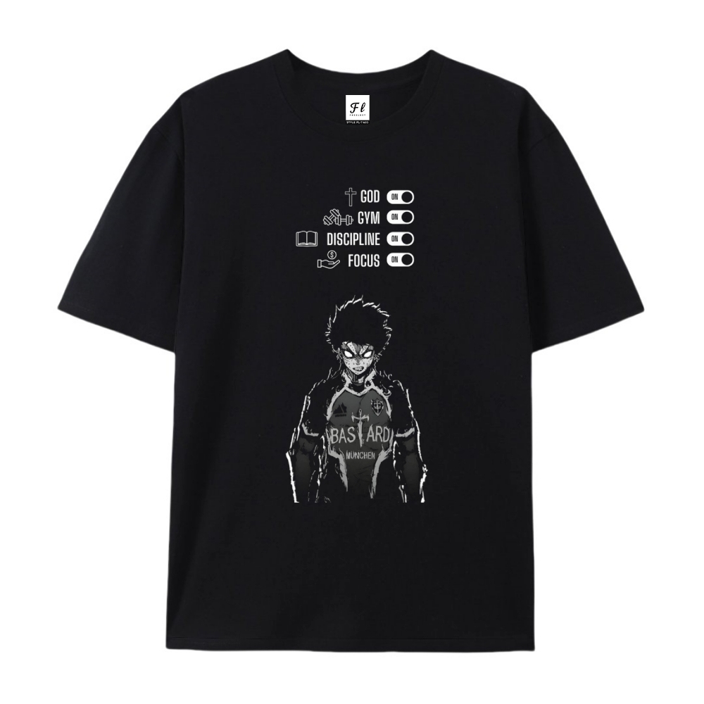 Pure Cotton Unisex Round Neck Anime T-Shirt Blue Lock