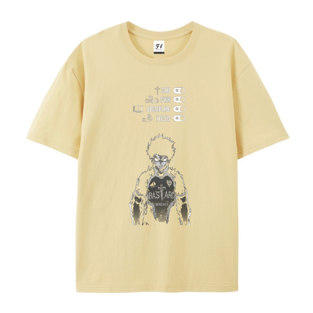 Pure Cotton Unisex Round Neck Anime T-Shirt Blue Lock