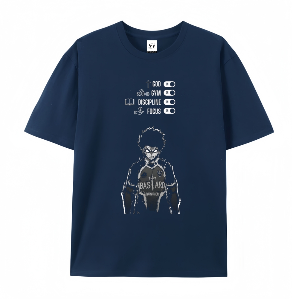 Pure Cotton Unisex Round Neck Anime T-Shirt Blue Lock
