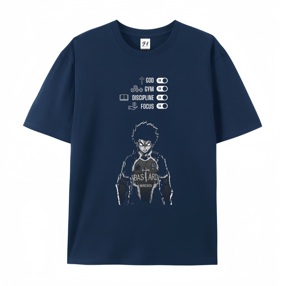 Pure Cotton Unisex Round Neck Anime T-Shirt Blue Lock