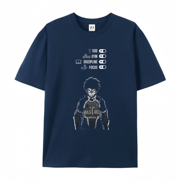 Pure Cotton Unisex Round Neck Anime T-Shirt Blue Lock