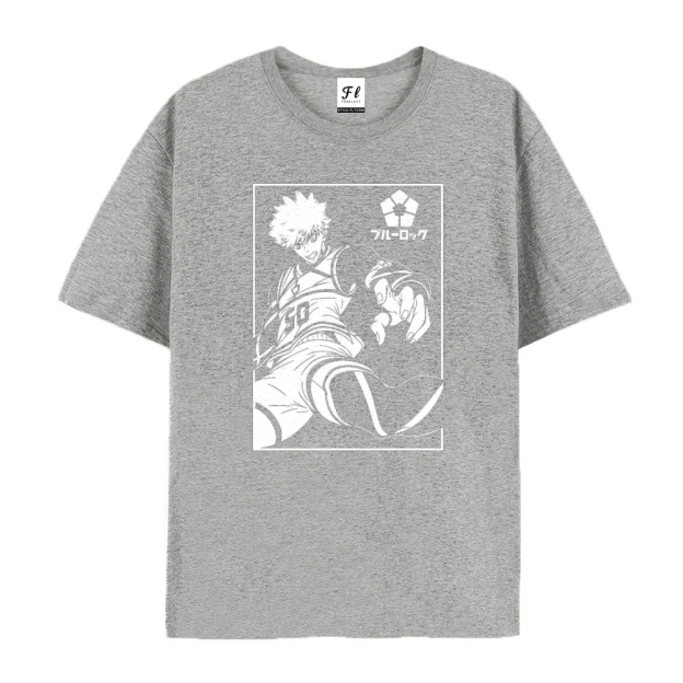 Pure Cotton Unisex Round Neck Anime T-Shirt Blue Lock