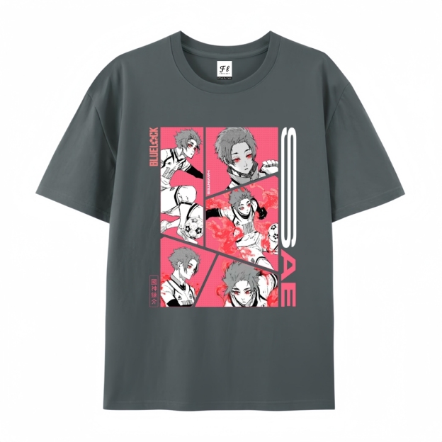 Pure Cotton Unisex Round Neck Anime T-Shirt Blue Lock
