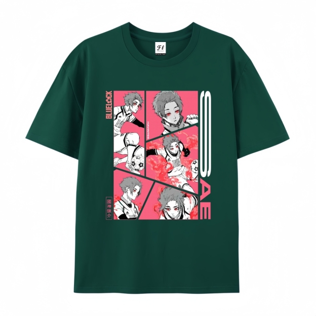 Pure Cotton Unisex Round Neck Anime T-Shirt Blue Lock