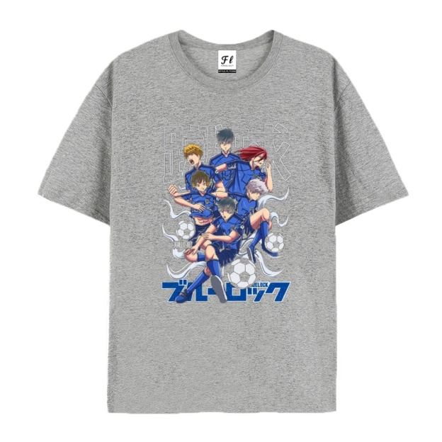 Pure Cotton Unisex Round Neck Anime T-Shirt Blue Lock