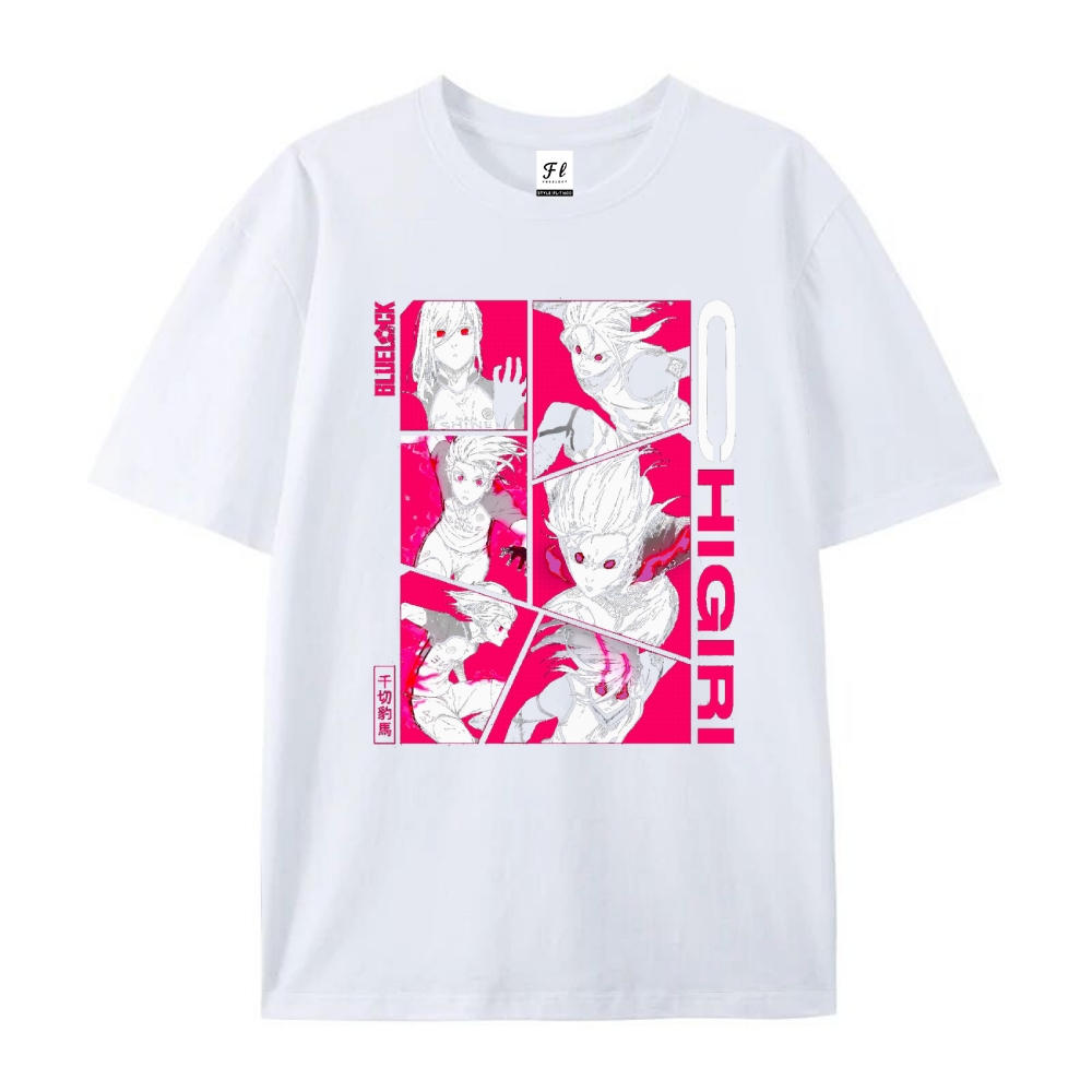 Pure Cotton Unisex Round Neck Anime T-Shirt Blue Lock