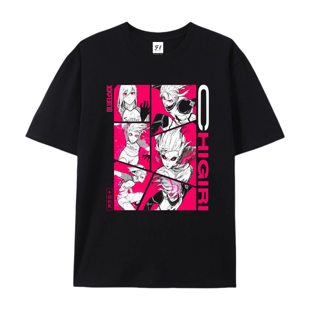 Pure Cotton Unisex Round Neck Anime T-Shirt Blue Lock