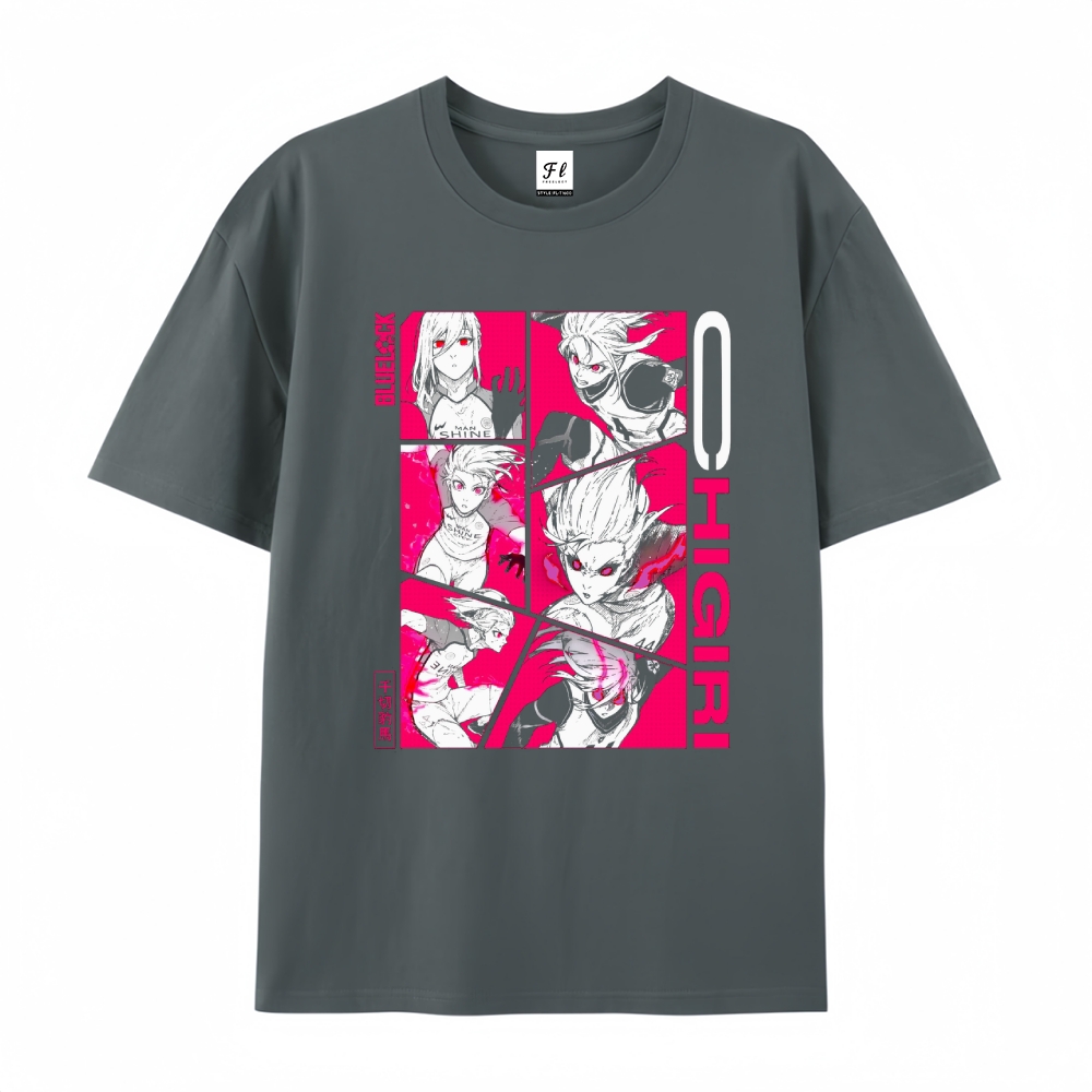 Pure Cotton Unisex Round Neck Anime T-Shirt Blue Lock