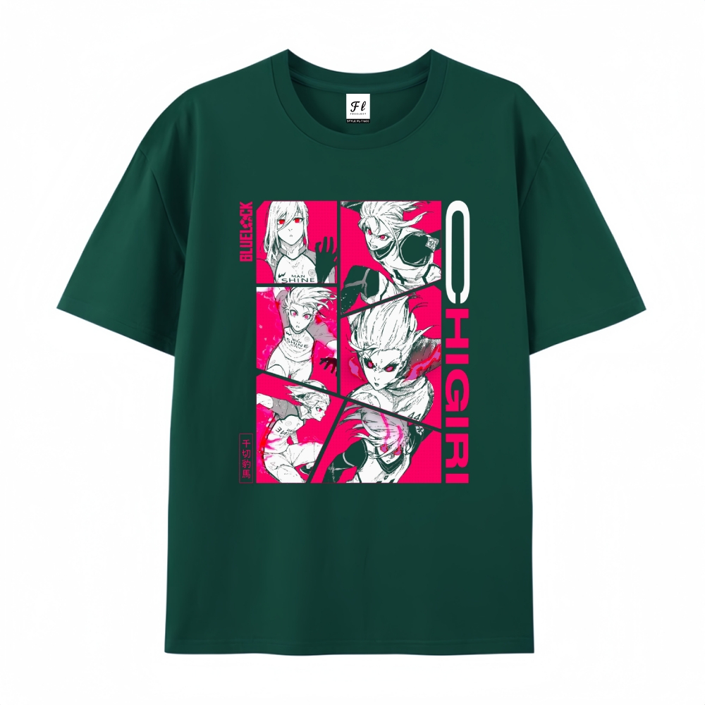 Pure Cotton Unisex Round Neck Anime T-Shirt Blue Lock