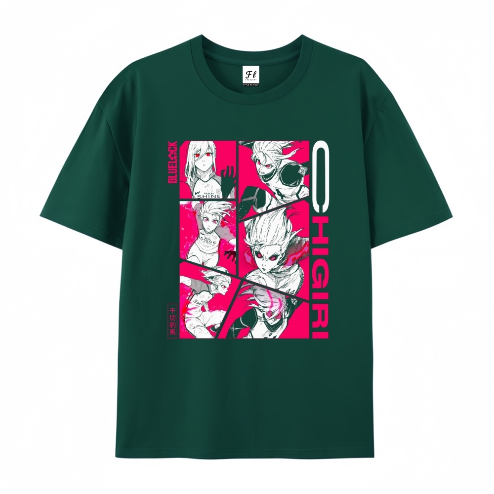 Pure Cotton Unisex Round Neck Anime T-Shirt Blue Lock