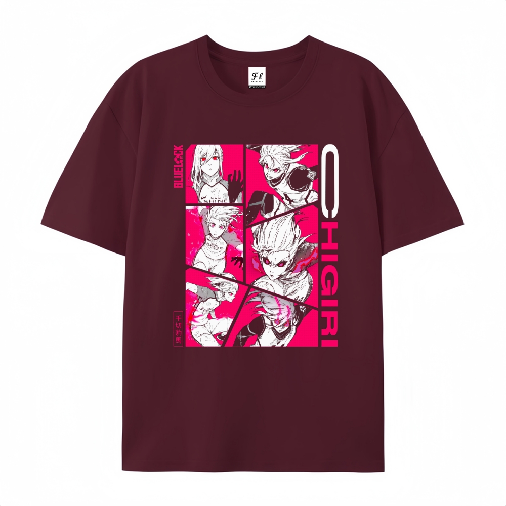 Pure Cotton Unisex Round Neck Anime T-Shirt Blue Lock