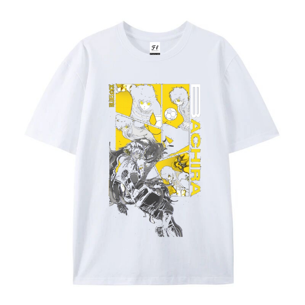 Pure Cotton Unisex Round Neck Anime T-Shirt Blue Lock