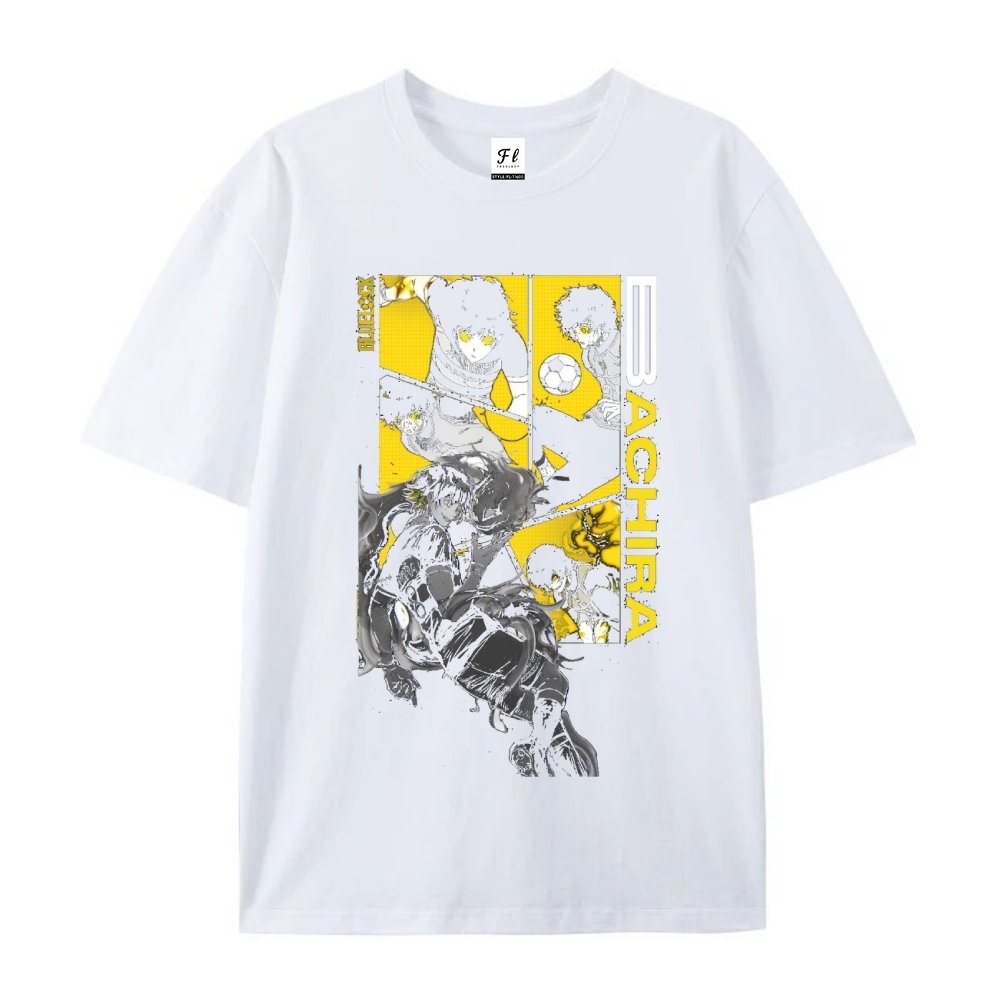 Pure Cotton Unisex Round Neck Anime T-Shirt Blue Lock