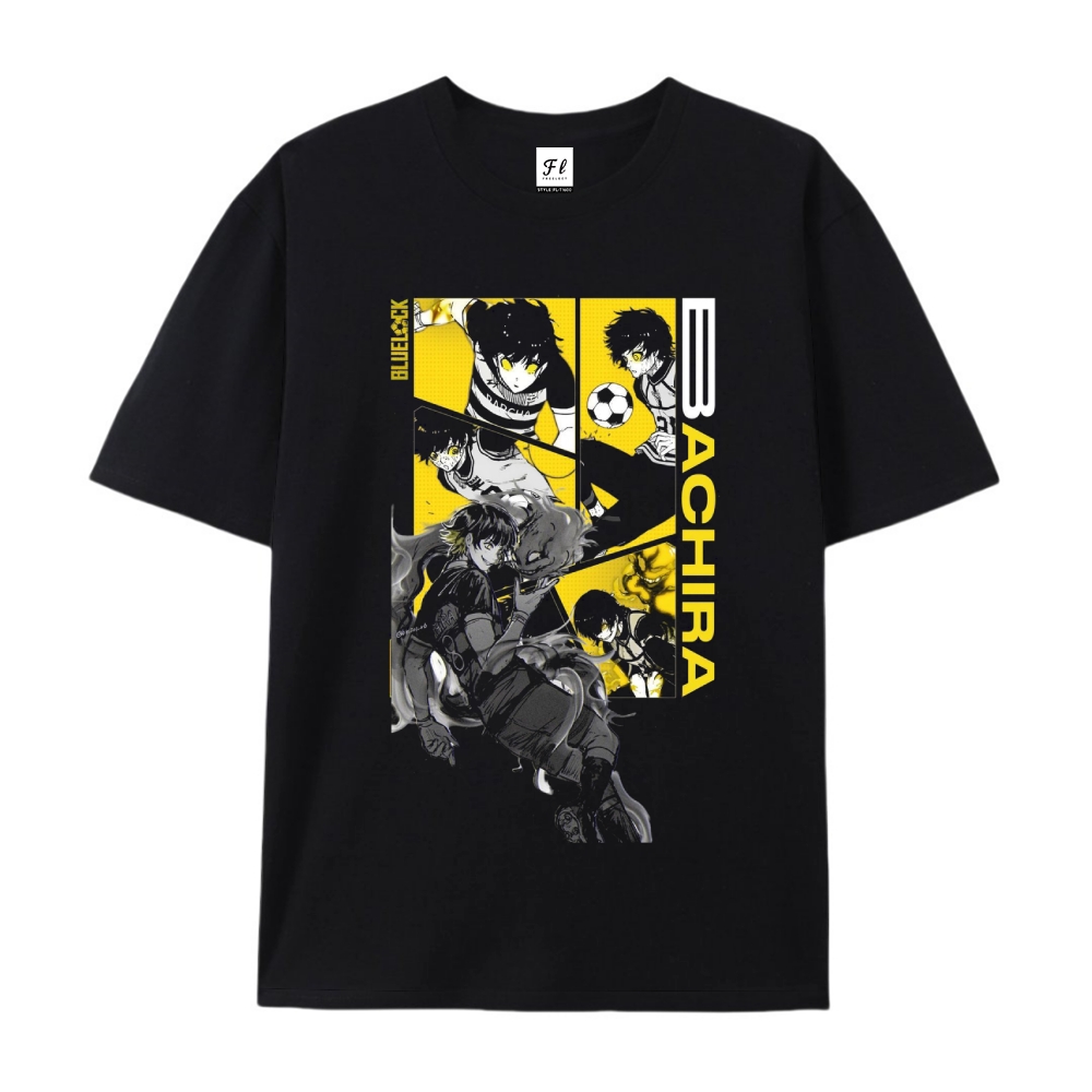 Pure Cotton Unisex Round Neck Anime T-Shirt Blue Lock