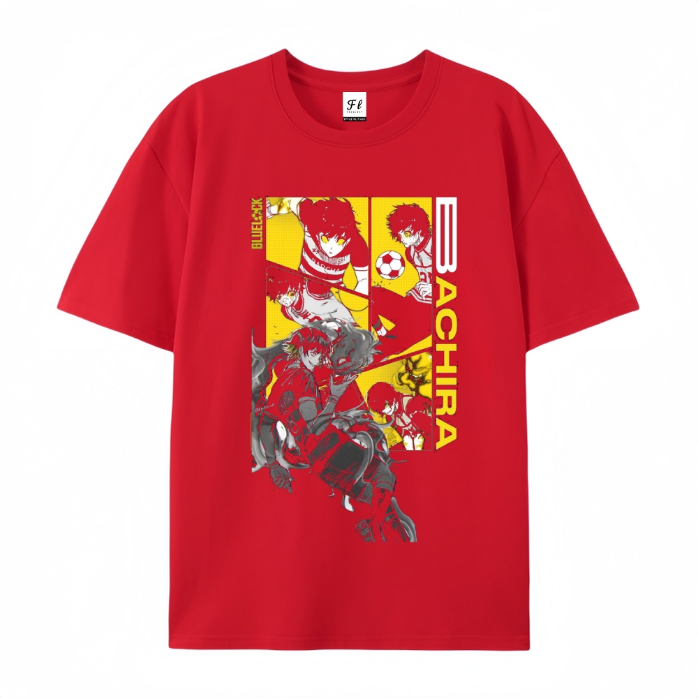 Pure Cotton Unisex Round Neck Anime T-Shirt Blue Lock