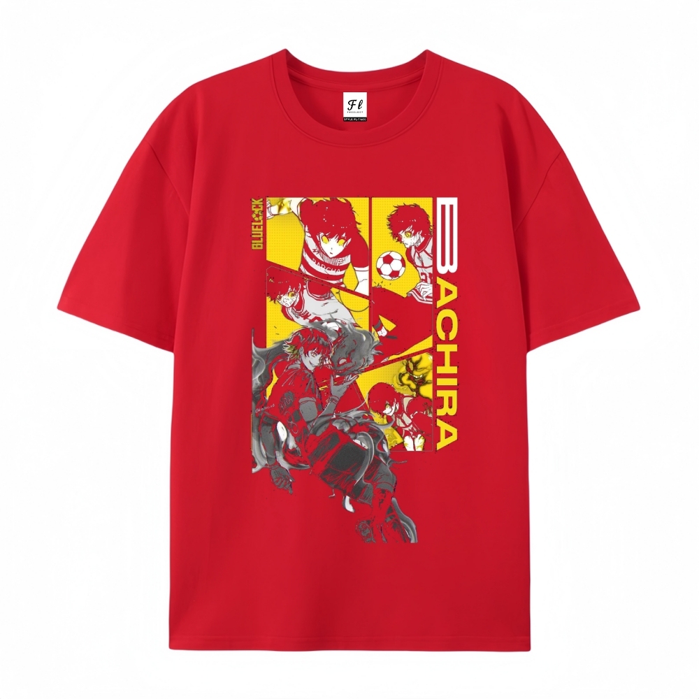 Pure Cotton Unisex Round Neck Anime T-Shirt Blue Lock