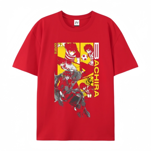 Pure Cotton Unisex Round Neck Anime T-Shirt Blue Lock