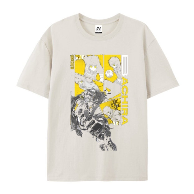 Pure Cotton Unisex Round Neck Anime T-Shirt Blue Lock