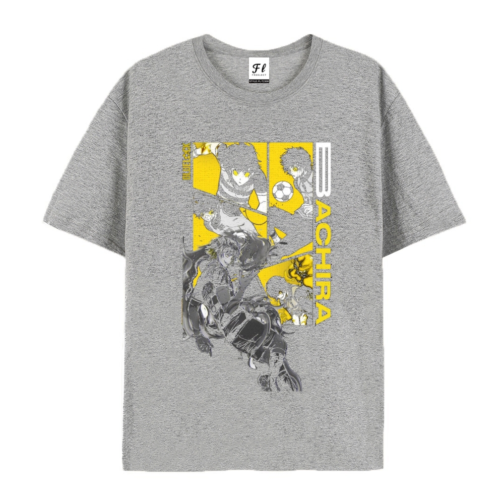 Pure Cotton Unisex Round Neck Anime T-Shirt Blue Lock