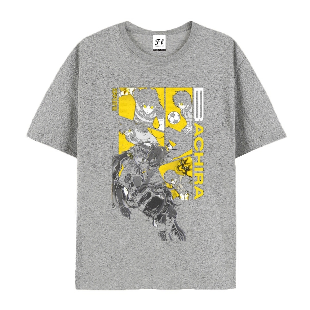 Pure Cotton Unisex Round Neck Anime T-Shirt Blue Lock