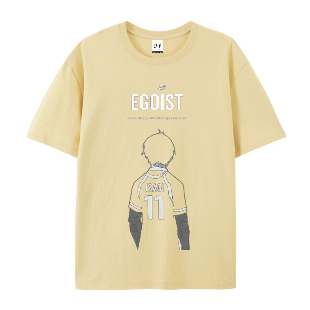 Pure Cotton Unisex Round Neck Anime T-Shirt Blue Lock