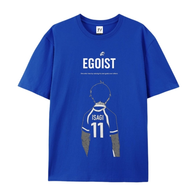 Pure Cotton Unisex Round Neck Anime T-Shirt Blue Lock