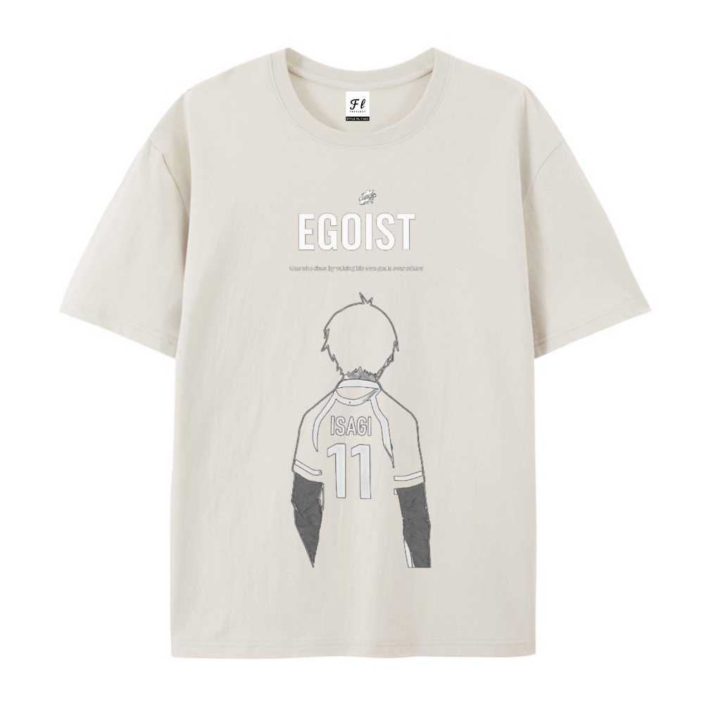 Pure Cotton Unisex Round Neck Anime T-Shirt Blue Lock