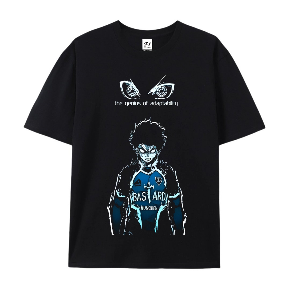 Pure Cotton Unisex Round Neck Anime T-Shirt Blue Lock