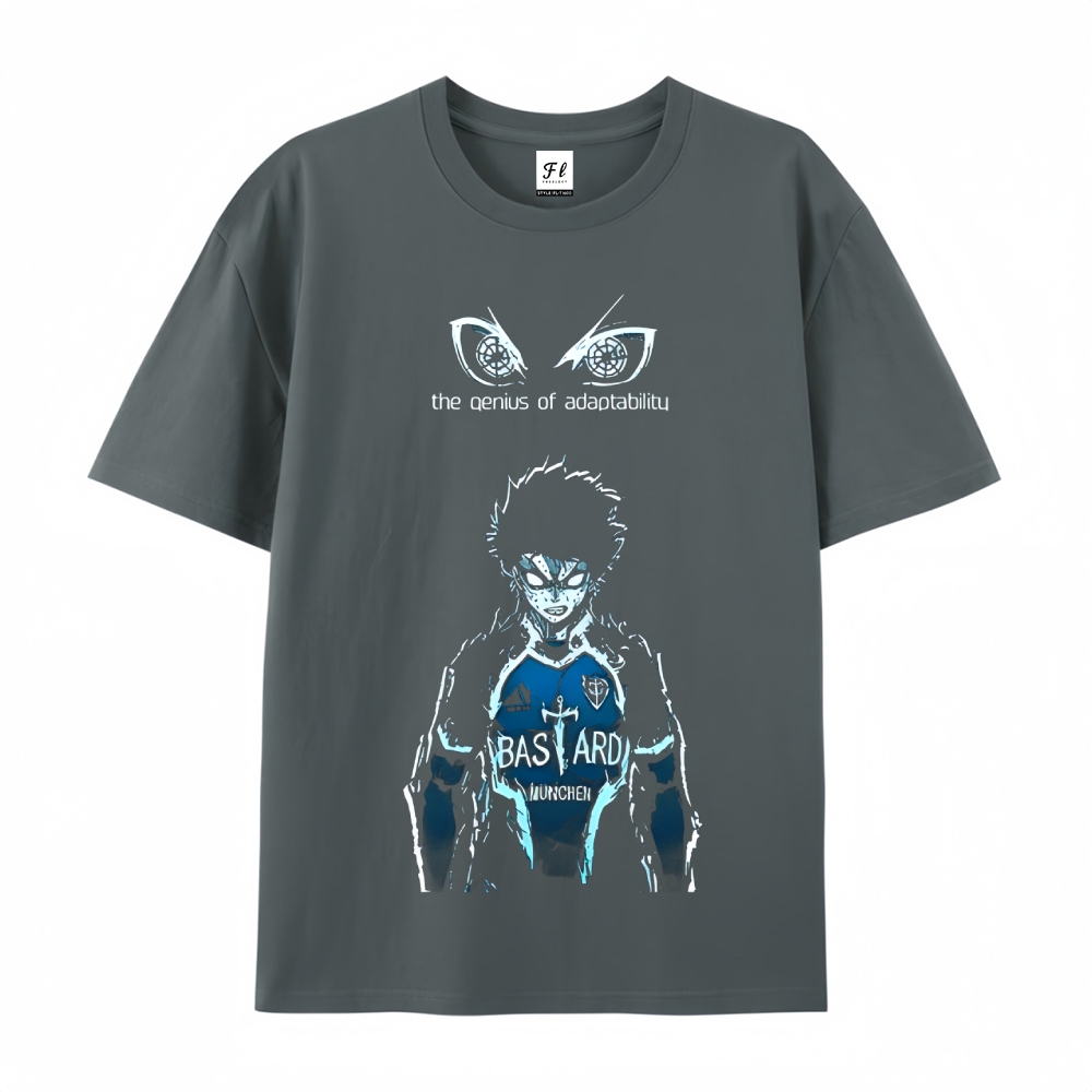Pure Cotton Unisex Round Neck Anime T-Shirt Blue Lock